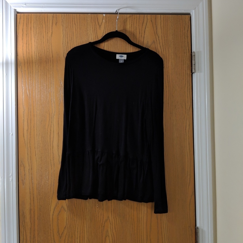 Black longsleeve with bottom ruffle detail